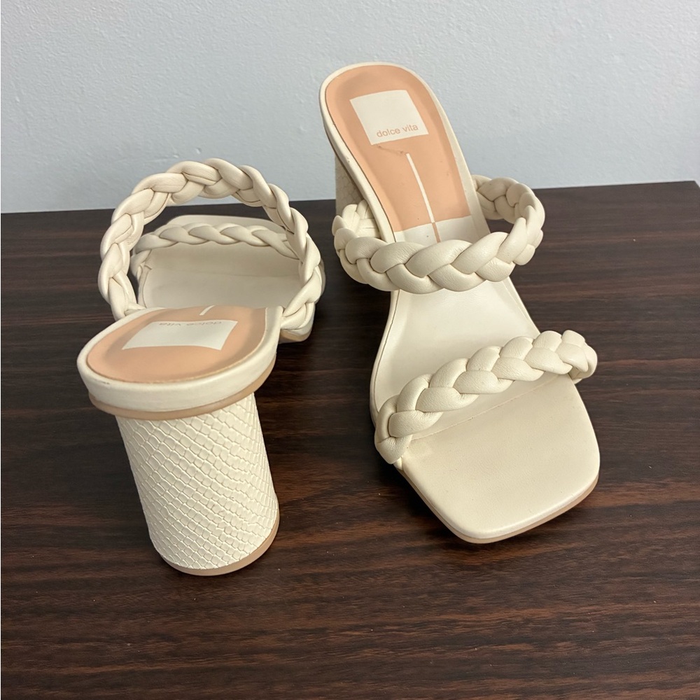 Dolce Vita Cream Chunky Heel Mules